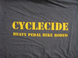 cyclecide bucking bike t-shirt design back